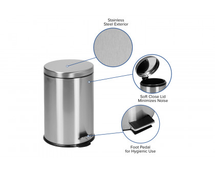 BLNK Round Stainless Steel Fingerprint Resistant Soft Close Step Trash Can - 5.3 Gallons (20L) - 5.3 Gall