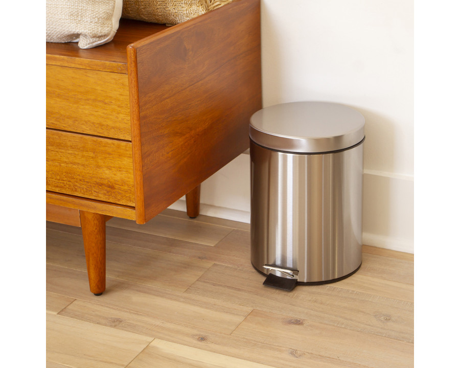 BLNK Round Stainless Steel Fingerprint Resistant Soft Close Step Trash Can - 1.3 Gallons (5L) - 1.3 Gall