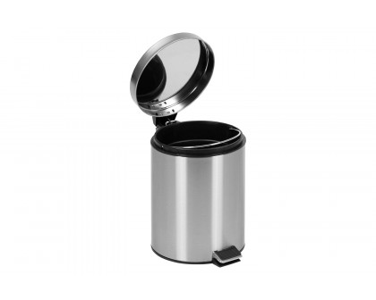 BLNK Round Stainless Steel Fingerprint Resistant Soft Close Step Trash Can - 1.3 Gallons (5L) - 1.3 Gall