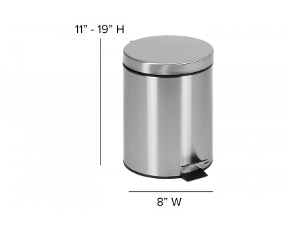 BLNK Round Stainless Steel Fingerprint Resistant Soft Close Step Trash Can - 1.3 Gallons (5L) - 1.3 Gall