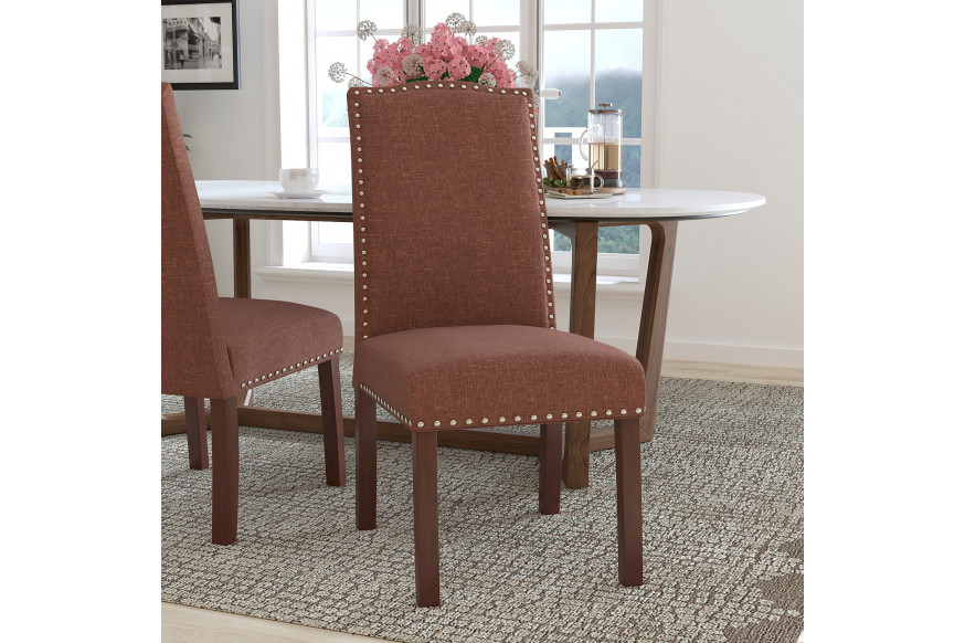 BLNK™ HERCULES Hampton Hill Series Parsons Chair with Silver Accent Nail Trim - Brown