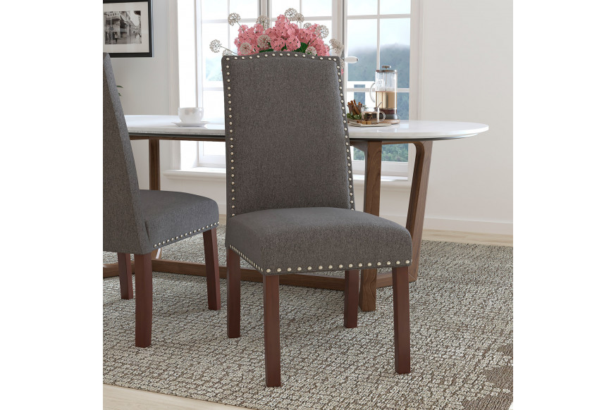 BLNK™ HERCULES Hampton Hill Series Parsons Chair with Silver Accent Nail Trim - Gray