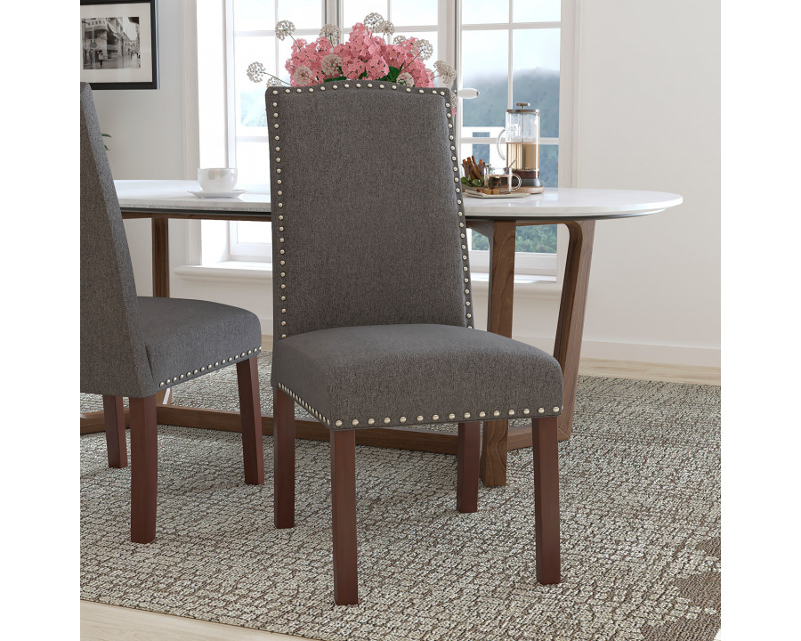 BLNK HERCULES Hampton Hill Series Parsons Chair with Silver Accent Nail Trim - Gray