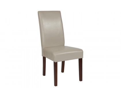 BLNK Greenwich Series LeatherSoft Upholstered Panel Back Mid-Century Parsons Dining Chair - Ivory