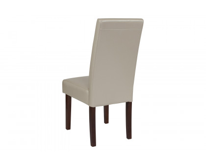 BLNK Greenwich Series LeatherSoft Upholstered Panel Back Mid-Century Parsons Dining Chair - Ivory