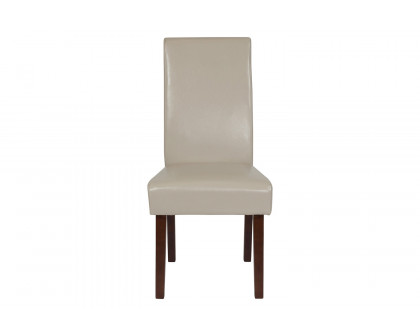 BLNK Greenwich Series LeatherSoft Upholstered Panel Back Mid-Century Parsons Dining Chair - Ivory