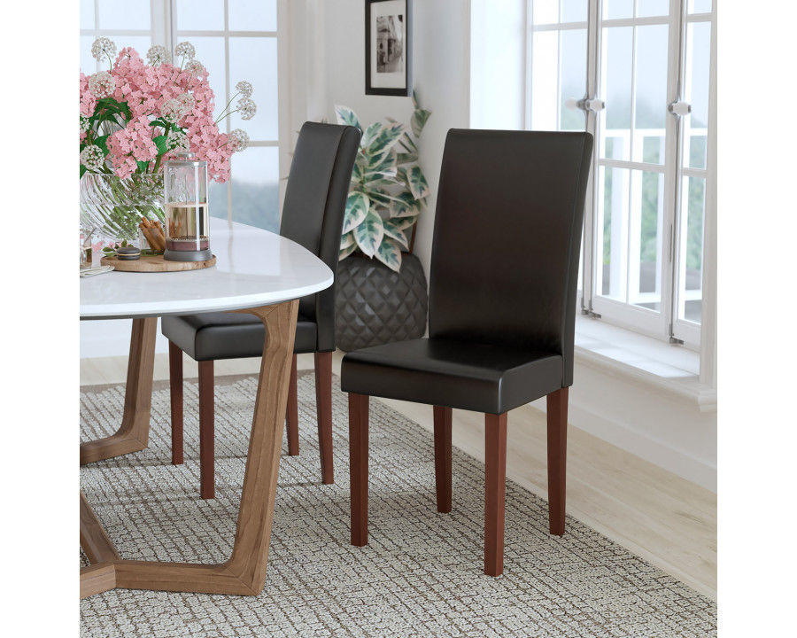 BLNK Greenwich Series LeatherSoft Upholstered Panel Back Mid-Century Parsons Dining Chair