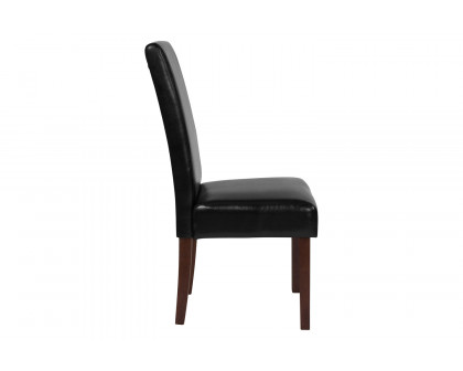 BLNK Greenwich Series LeatherSoft Upholstered Panel Back Mid-Century Parsons Dining Chair - Black