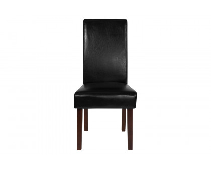 BLNK Greenwich Series LeatherSoft Upholstered Panel Back Mid-Century Parsons Dining Chair - Black