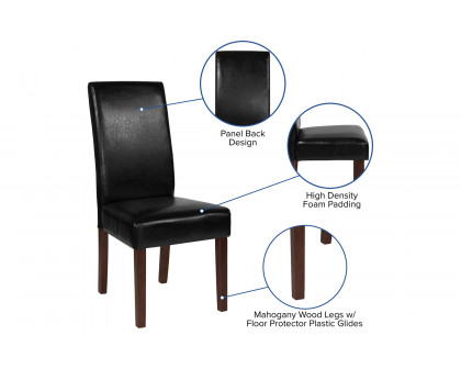 BLNK Greenwich Series LeatherSoft Upholstered Panel Back Mid-Century Parsons Dining Chair - Black