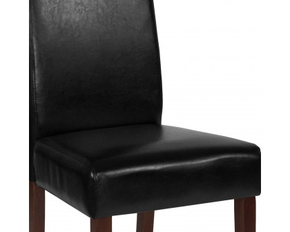 BLNK Greenwich Series LeatherSoft Upholstered Panel Back Mid-Century Parsons Dining Chair - Black