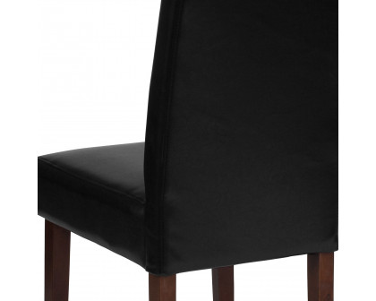 BLNK Greenwich Series LeatherSoft Upholstered Panel Back Mid-Century Parsons Dining Chair - Black