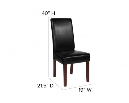 BLNK Greenwich Series LeatherSoft Upholstered Panel Back Mid-Century Parsons Dining Chair - Black