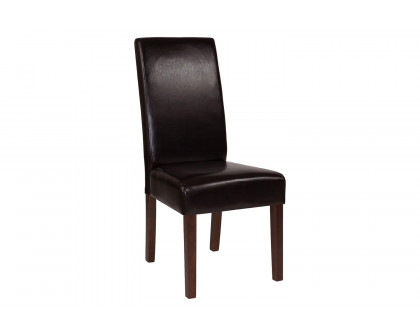 BLNK Greenwich Series LeatherSoft Upholstered Panel Back Mid-Century Parsons Dining Chair - Brown