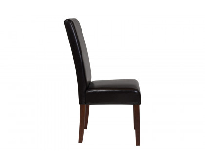 BLNK Greenwich Series LeatherSoft Upholstered Panel Back Mid-Century Parsons Dining Chair - Brown