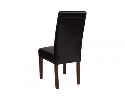 BLNK Greenwich Series LeatherSoft Upholstered Panel Back Mid-Century Parsons Dining Chair - Brown