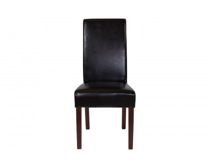 BLNK Greenwich Series LeatherSoft Upholstered Panel Back Mid-Century Parsons Dining Chair - Brown