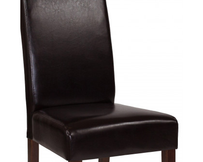 BLNK Greenwich Series LeatherSoft Upholstered Panel Back Mid-Century Parsons Dining Chair - Brown