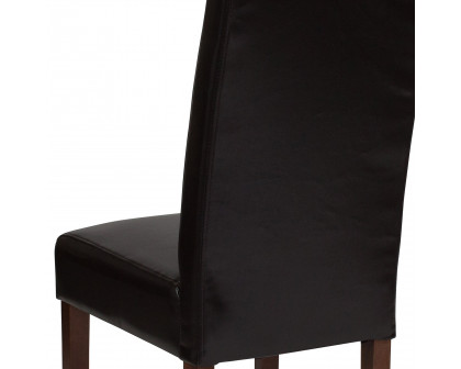 BLNK Greenwich Series LeatherSoft Upholstered Panel Back Mid-Century Parsons Dining Chair - Brown