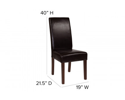 BLNK Greenwich Series LeatherSoft Upholstered Panel Back Mid-Century Parsons Dining Chair - Brown