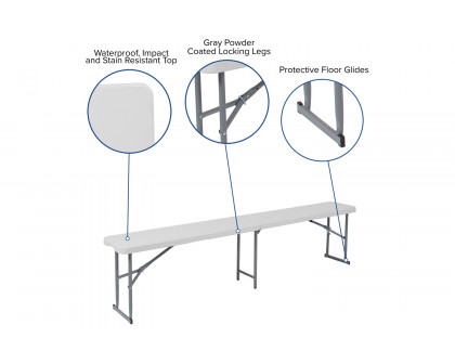 BLNK - Talbott Bi-Fold Granite White Plastic Bench with Carrying Handle