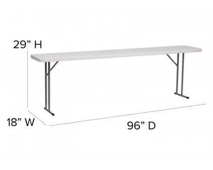 BLNK Granite White Plastic Folding Training Table - 8'L