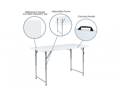 BLNK - Granite White Plastic 3 Height Adjustable Bi-Fold Folding Table