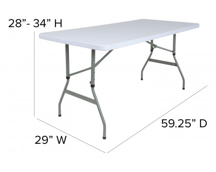 BLNK Granite White Plastic Height Adjustable Folding Table - 4.93'L