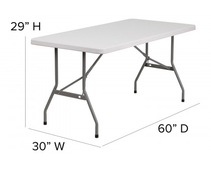 BLNK Granite White Plastic Folding Table - 5'L