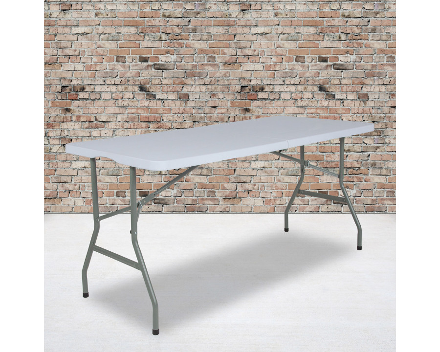 BLNK Granite White Plastic Bi-Fold Folding Table