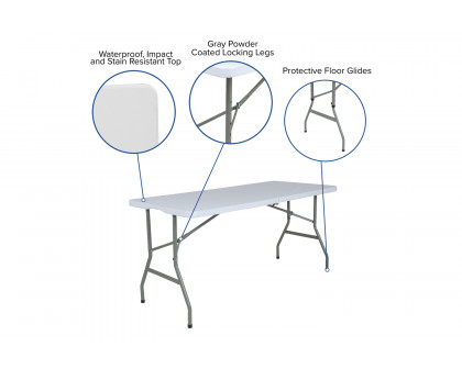 BLNK Granite White Plastic Bi-Fold Folding Table - 4.97'L