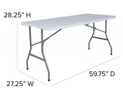 BLNK Granite White Plastic Bi-Fold Folding Table - 4.97'L