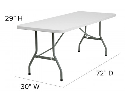 BLNK Granite White Plastic Folding Table - 6'L