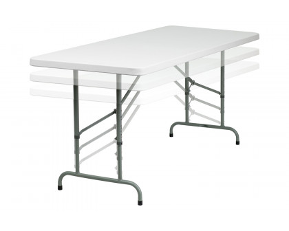 BLNK Granite White Plastic Height Adjustable Folding Table - 6'L