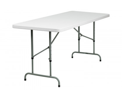 BLNK Granite White Plastic Height Adjustable Folding Table - 6'L