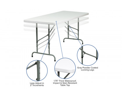 BLNK Granite White Plastic Height Adjustable Folding Table - 6'L