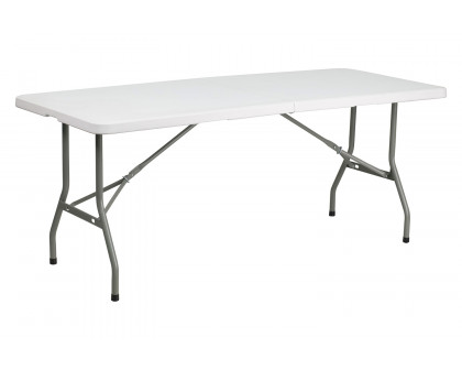 BLNK Granite White Plastic Bi-Fold Folding Table - 6'L