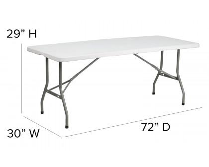 BLNK Granite White Plastic Bi-Fold Folding Table - 6'L