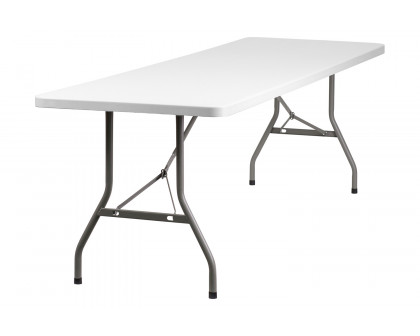 BLNK Granite White Plastic Folding Table - 8'L