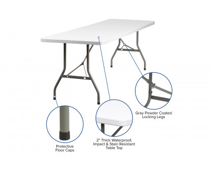 BLNK Granite White Plastic Folding Table - 8'L