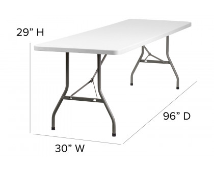 BLNK Granite White Plastic Folding Table - 8'L