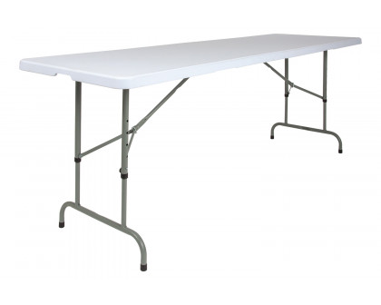 BLNK Granite White Plastic Height Adjustable Folding Table - 8'L