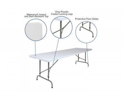 BLNK Granite White Plastic Height Adjustable Folding Table - 8'L