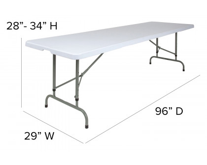 BLNK Granite White Plastic Height Adjustable Folding Table - 8'L