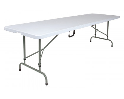 BLNK - Granite White Plastic Height Adjustable Bi-Fold Plastic Banquet and Event Folding Table with Carrying Handle