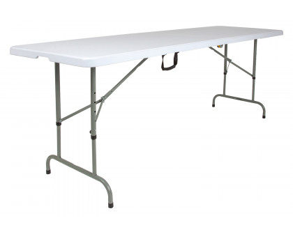 BLNK - Granite White Plastic Height Adjustable Bi-Fold Plastic Banquet and Event Folding Table with Carrying Handle