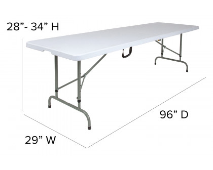 BLNK - Granite White Plastic Height Adjustable Bi-Fold Plastic Banquet and Event Folding Table with Carrying Handle