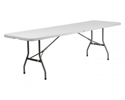 BLNK - Granite White Plastic Bi-Fold Plastic Banquet and Event Folding Table with Carrying Handle