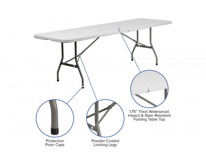 BLNK - Granite White Plastic Bi-Fold Plastic Banquet and Event Folding Table with Carrying Handle