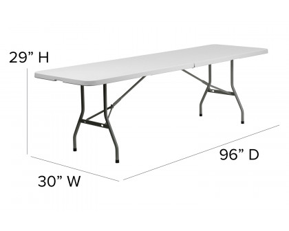 BLNK - Granite White Plastic Bi-Fold Plastic Banquet and Event Folding Table with Carrying Handle